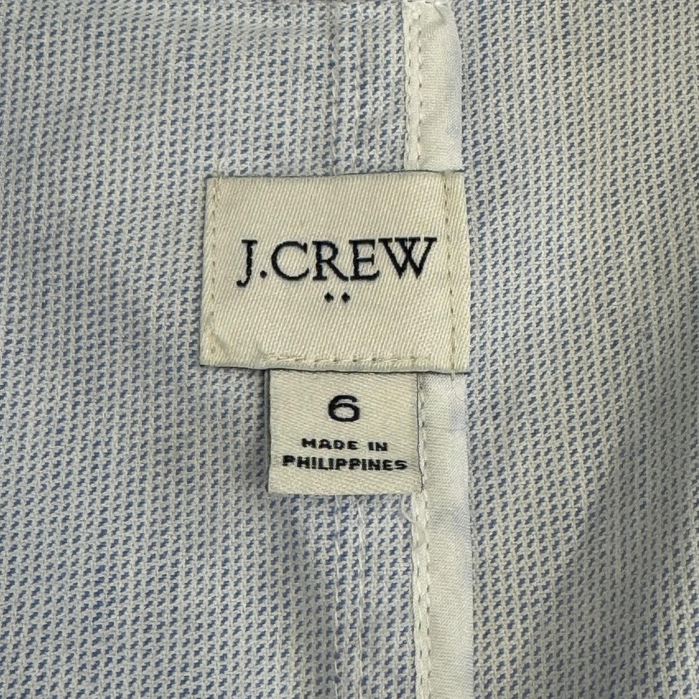 J Crew Blazer Women's 6 Blue Striped Seersucker Linen Blend Lightweight Relaxed - Picture 9 of 15
